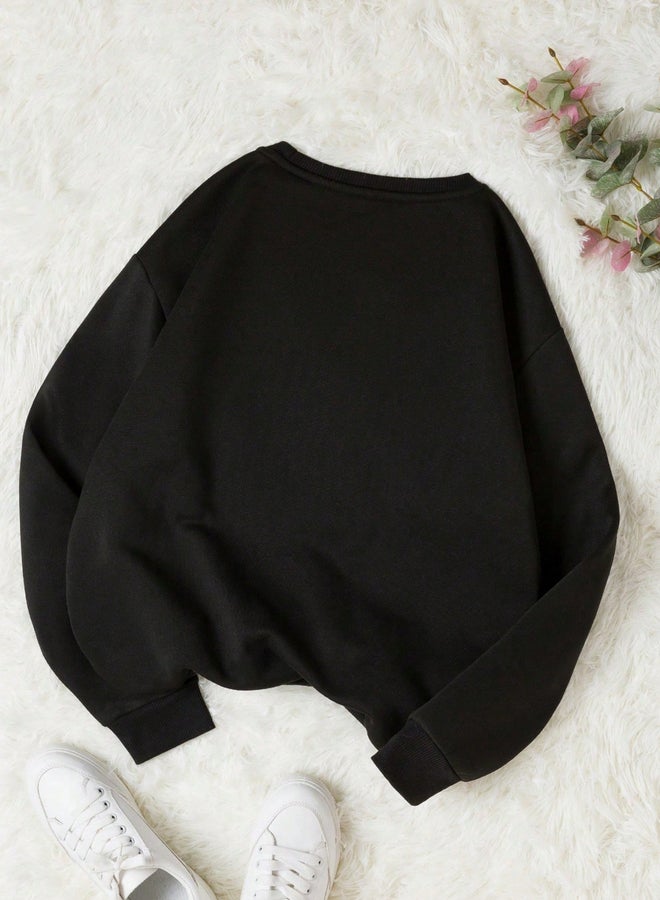 Take Two Girls Letter Print Long Sleeve Sweatshirt - Image 2