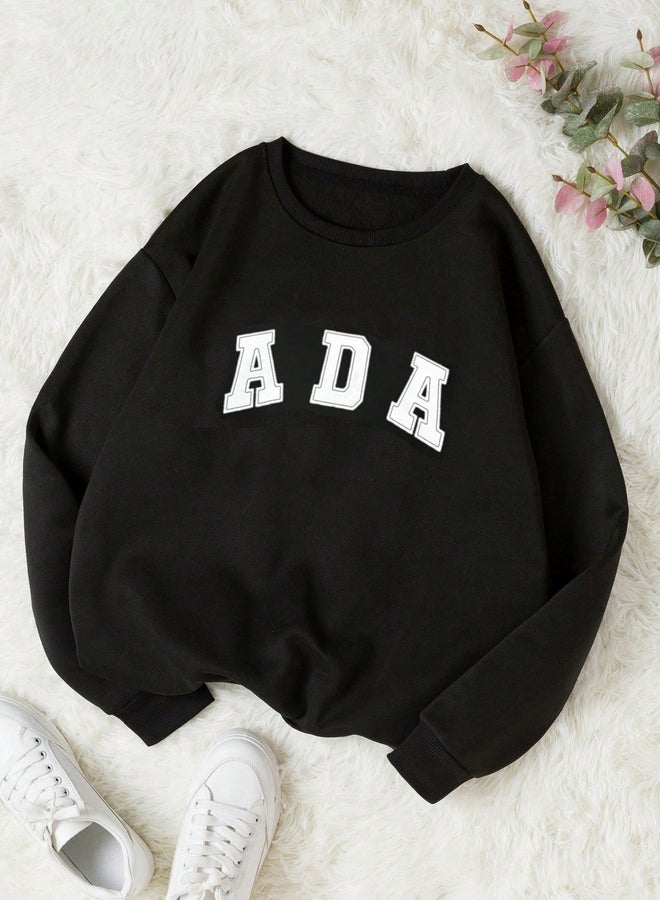 Take Two Girls Letter Print Long Sleeve Sweatshirt - Image 1