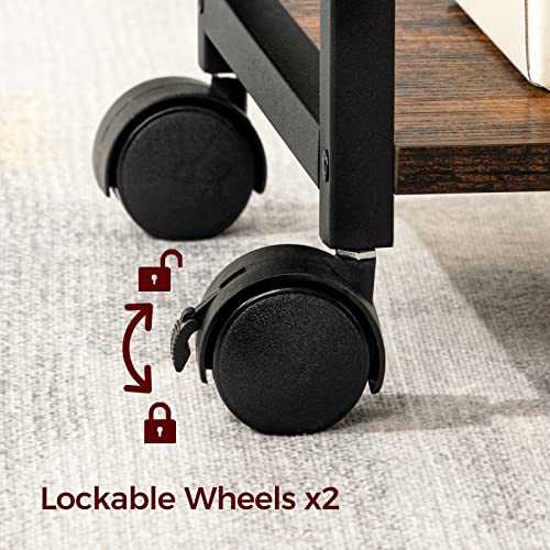 MAHANCRIS Industrial Printer Cart, 3-Tier Mobile Printer Stand, Rolling Cart with Power Outlets and USB Ports, Home Printer Stand with 2 Hooks, for Office, Living Room, Rustic Brown PTHR40E01Z - Image 5
