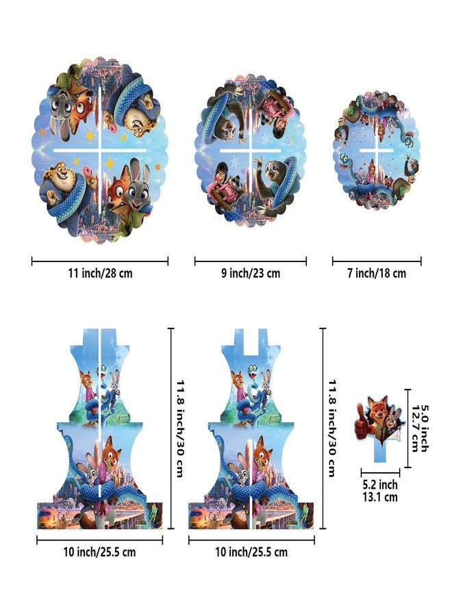 PYFK for Zootopia 2 Themed Party Supplies and Decorations, a Three-Tiered Cupcake Stand, a Display Stand for Birthday Desserts and Cakes, which is Suitable for Cute-Style Birthday Decorations - Image 3