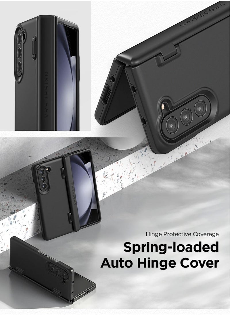 VRS Design Simpli Fit Samsung Galaxy Z Fold 5 Case Cover With Hinge Protection And Front Screen Protector - Matte Black  - Image 2
