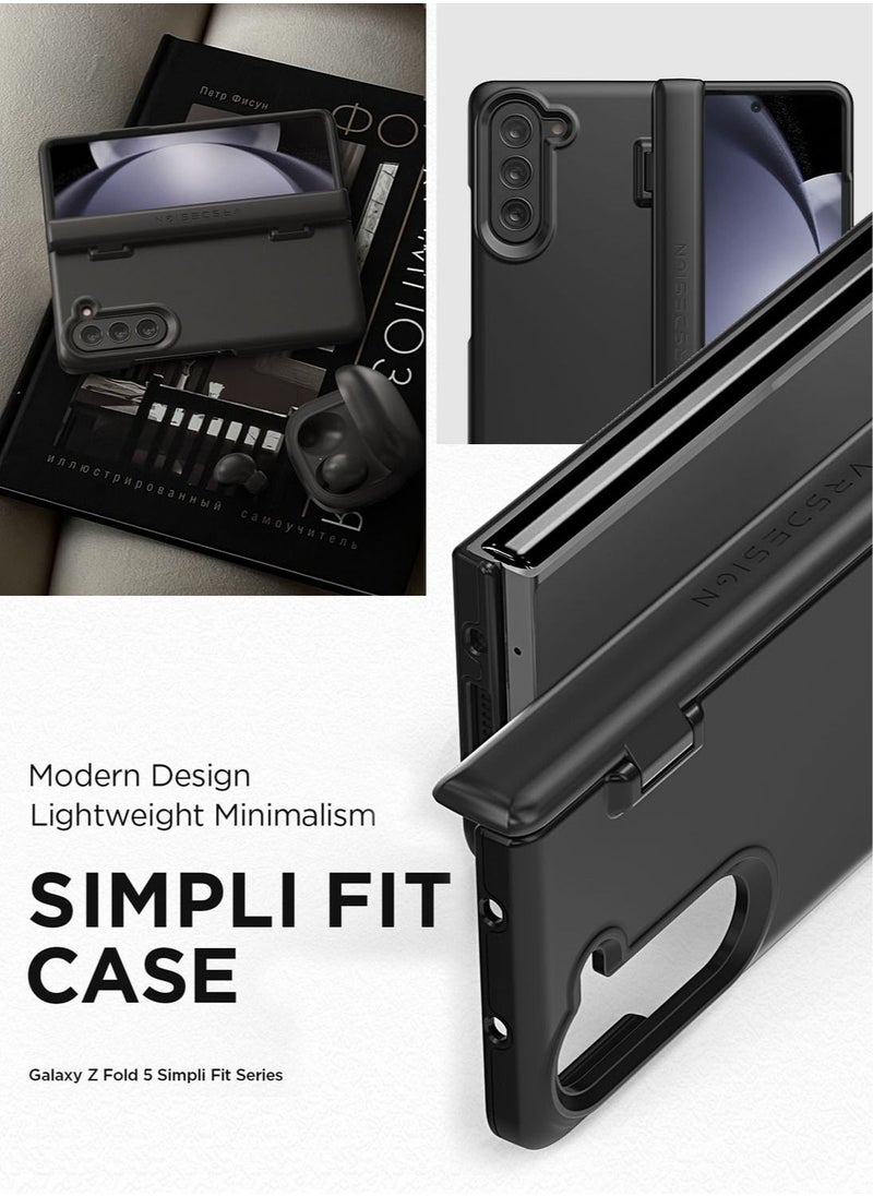 VRS Design Simpli Fit Samsung Galaxy Z Fold 5 Case Cover With Hinge Protection And Front Screen Protector - Matte Black  - Image 4
