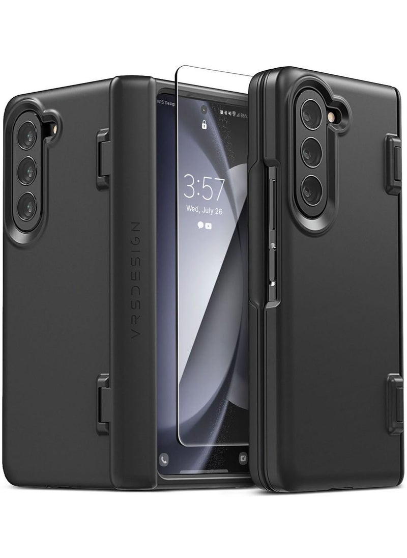 VRS Design Simpli Fit Samsung Galaxy Z Fold 5 Case Cover With Hinge Protection And Front Screen Protector - Matte Black  - Image 1