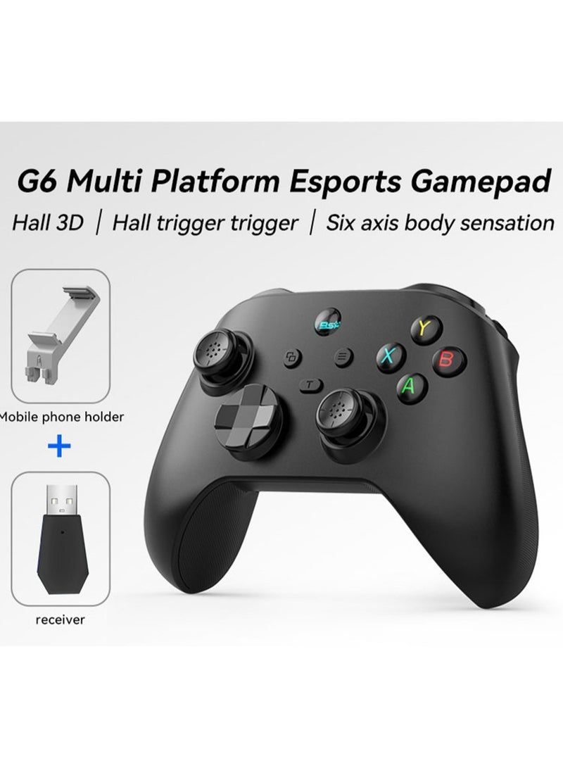 BSP Classic Gamepad BSP G6 Wireless Game Controller for Switch / PC / iOS / Android with 2.4G Receiver, Holder, Hall Joystick/Hall trigger, TURBO Continuous Transmission, Asymmetric Double Vibration Motor, 6-Axis Gyroscope, Programmable Back Buttons, Anti Slip Texture - Image 1