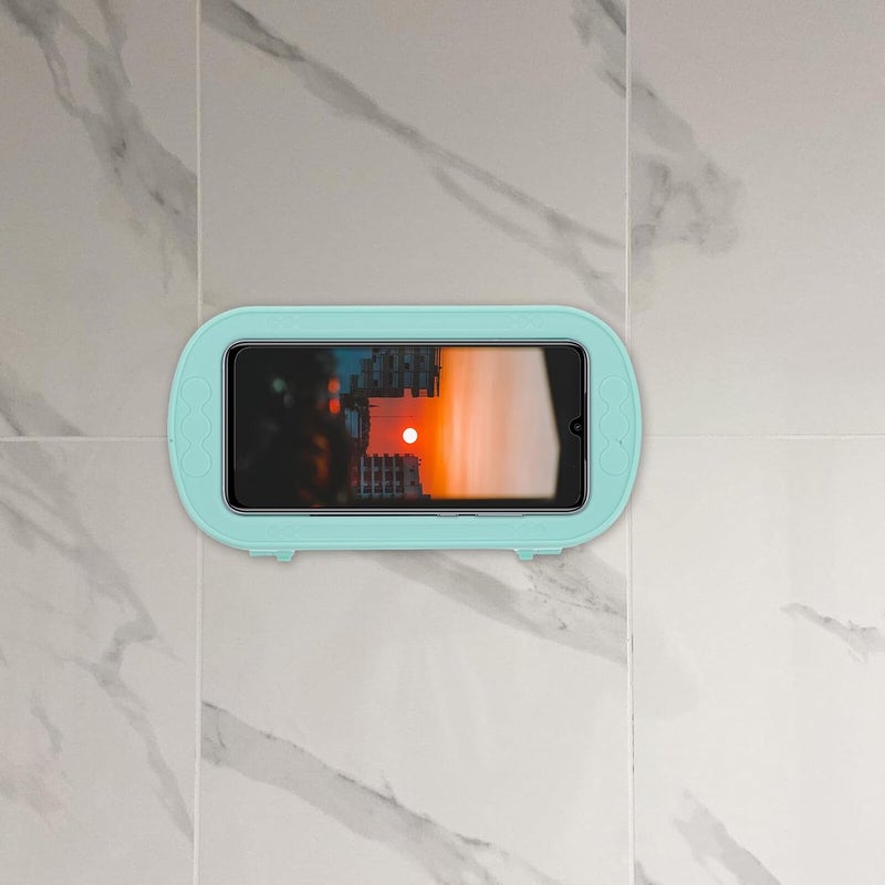 Waterproof Wall-Mounted Shower Phone Holder Box with 360° Rotation and Foldable Design, Touchscreen Compatible Cell Phone Case for Bathroom and Kitchen, Mint Green - Image 5