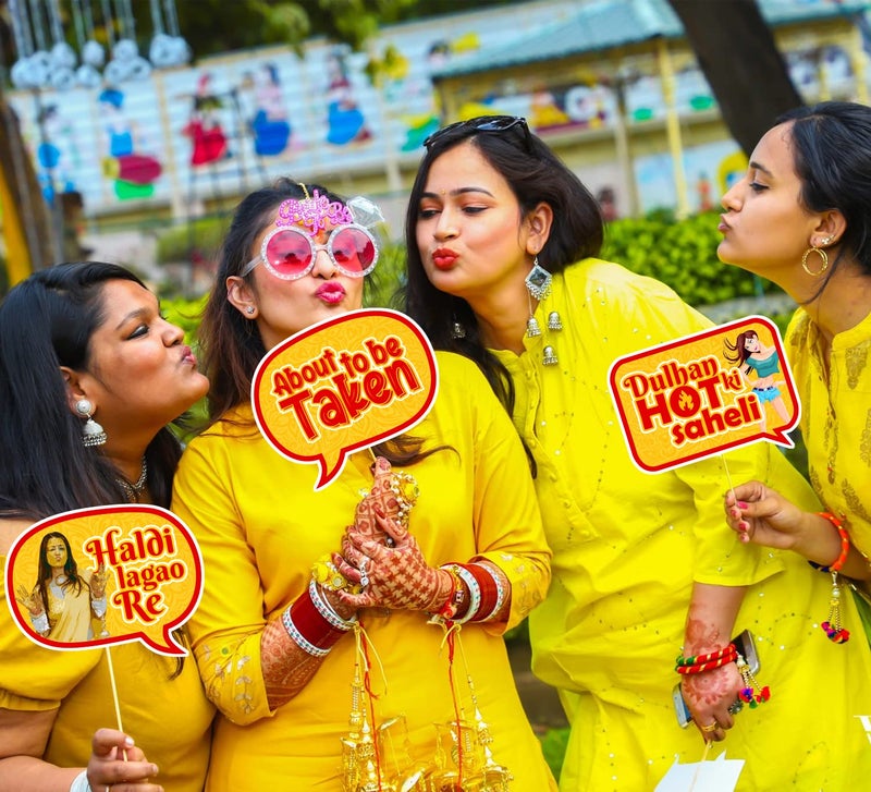 Zyozique 22 Piece Haldi Photobooth Props Haldi Lagao Re Props Haldi Props for Bride and Family - Image 3