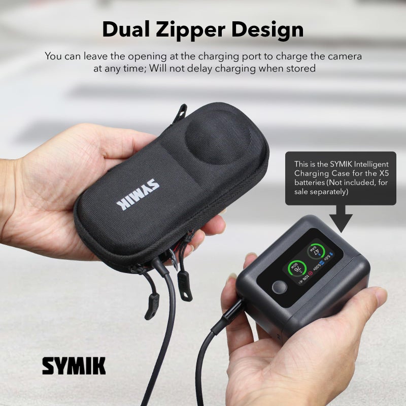 SYMIK Capsule Case for Insta360 X5 / X4 Air (for Original Lens Cap), Anti-water Splash, Anti-shock, Portable Travel Bag, Protective Storage Nylon Carrying Case for Insta 360 X5 X4 Air Accessories - Image 2