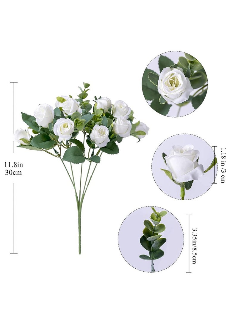 AROAQ Artificial Rose Flowers, Elegant Artificial Flowers Bouquet, Real Looking Silk Roses With Stems For Diy Wedding Bouquets Centerpieces Party Home Decorations And Outdoors White - Image 1