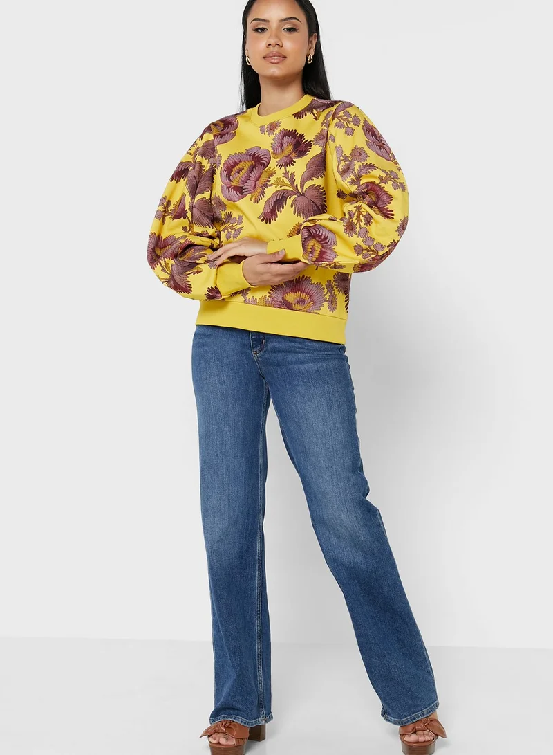 Ted Baker Puff Sleeve Printed Top