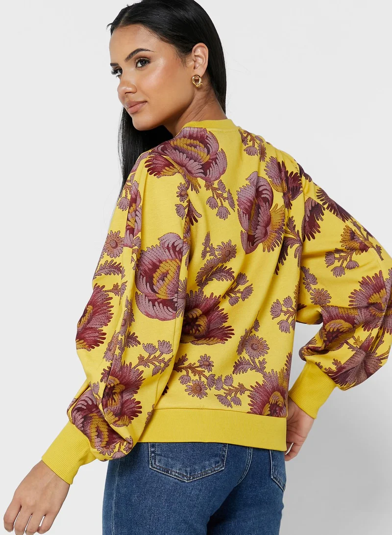 Ted Baker Puff Sleeve Printed Top