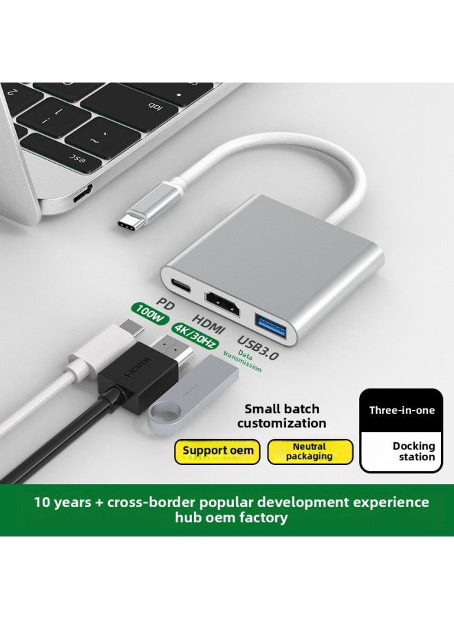 Two-to-seven Splitter Eight-in-one Docking Station Usb3.0 High-speed Transmission Hub Docking Station Multi-function Hub-Color:Type-c Hdmi+usb3.0+pd Three-in-one  - Image 1