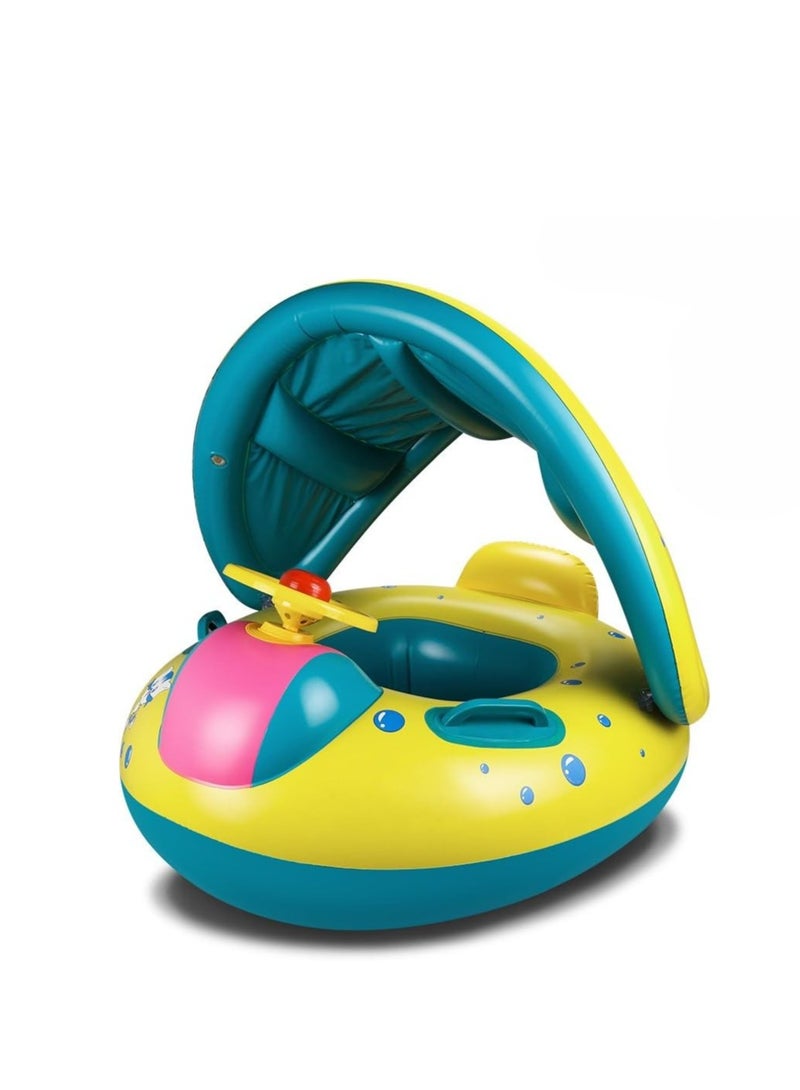 Interactive Baby Float with Movable Canopy, Steering Wheel, and Horn - Vibrant Colors  - Image 1