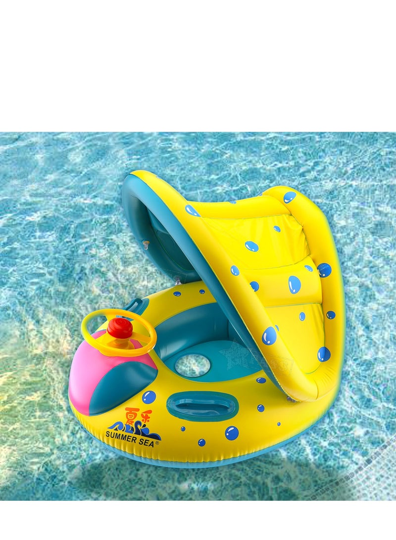 Interactive Baby Float with Movable Canopy, Steering Wheel, and Horn - Vibrant Colors  - Image 2