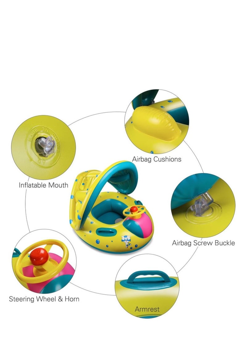 Interactive Baby Float with Movable Canopy, Steering Wheel, and Horn - Vibrant Colors  - Image 3