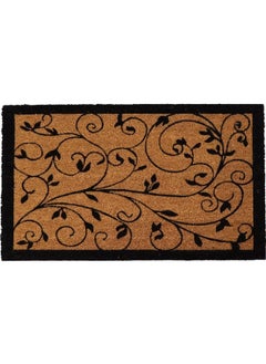 EVIDECO Non-Slip Backing Attractive Design Leaf Print Door Mat Black and Brown 45 x 75 cm 140461074  - Image 1
