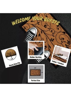 EVIDECO Non-Slip Backing Attractive Design Leaf Print Door Mat Black and Brown 45 x 75 cm 140461074  - Image 3