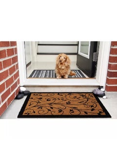 EVIDECO Non-Slip Backing Attractive Design Leaf Print Door Mat Black and Brown 45 x 75 cm 140461074  - Image 2