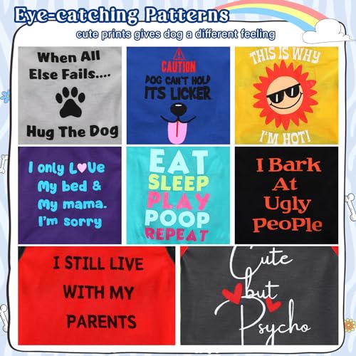 Saintrygo 8 Pieces Dog Shirts Pet Printed Clothes with Funny Letters Summer Pet T Shirts Cool Puppy Breathable Dog Outfit Soft Sweatshirt CatsDelicate PatternSmall - Image 3