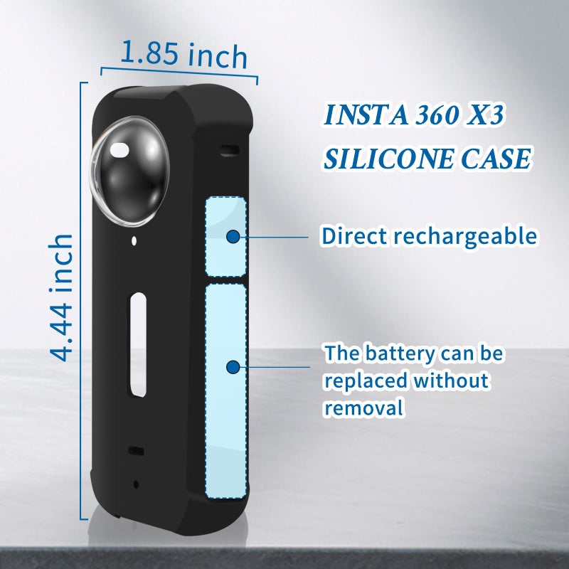 Vasgather Camera Protective Accessories Kit for Insta 360 X3 Include Silicone Protective Cover/Screen Protectors/Camera Case(with Buckle)/Front Behind Lens Guard - Image 4