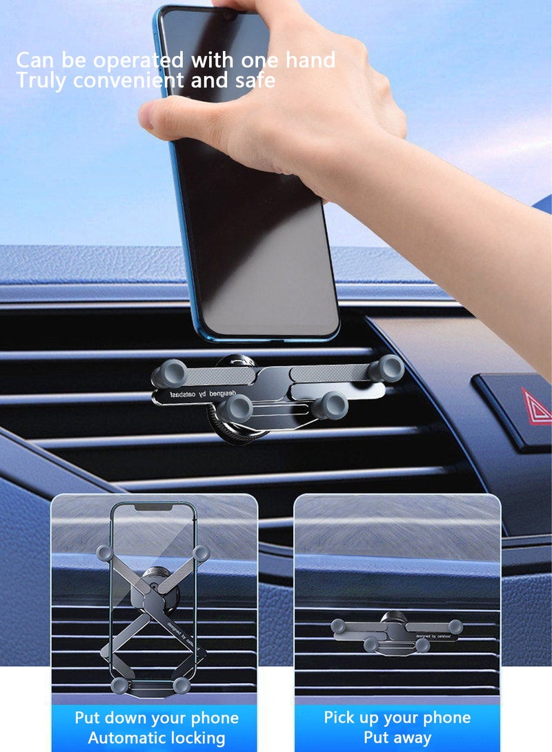 Oatsbasf Car Vent Phone Mount,Invisible Rotatable Air Vent Mount Car Phone Holder 360°Anti-Shake Universal Phone Mount,Car Dashboard and Never Blocking Air Vent Clip Cell Phone Holder for Car (Black) - Image 4