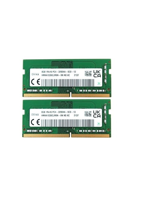 HMAA1GS6CJR6N 16GB (2x8GB) 1Rx16 DDR4 SO-DIMM PC4-25600 3200MHz CL22 1.2V Laptop Memory Module Kit HMAA1GS6CJR6N-XN Compatible Replacement Spare Part for SK Hynix Compatible and Laptop Systems