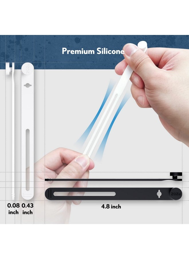 Pzoz PZOZ (10 pcs) Reusable Cable Ties, Elastic Silicone Cord Organizer Straps Keeper Management Holder for iPhone Charging Cable Charger Wire Labels Desk Car and Travel Accessories (White)  - Image 2