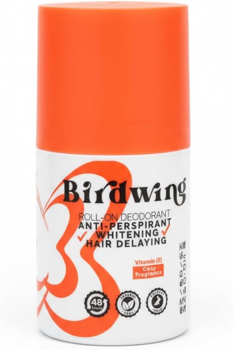 Birdwing Roll - On Deodorant -Whitening, Hair Delaying, 48H Protection, Vitamin E Formula -Cozy Fragrance