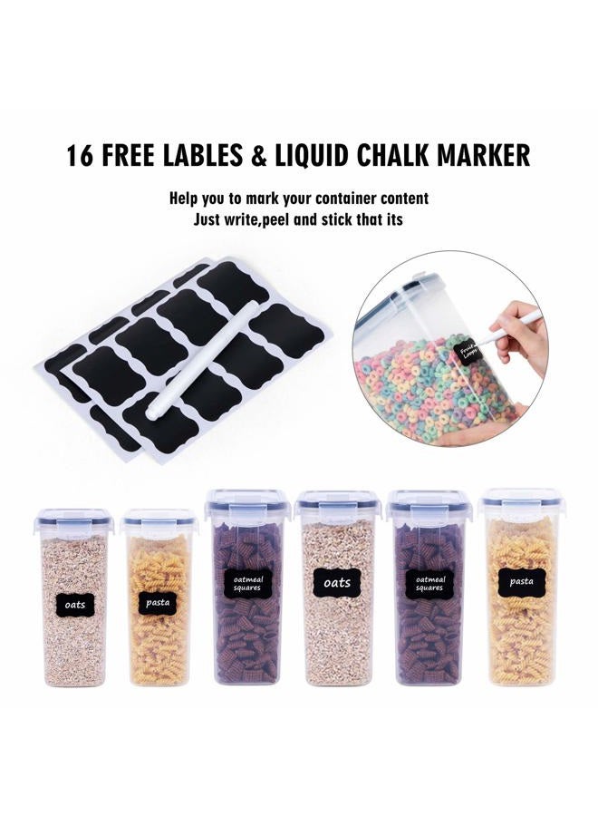 FOOYOO Cereal Containers Storage Set - 6 Piece Airtight Large Dry Cereal Storage Containers(135.2oz), BPA Free Dispenser Plastic Cereal Storage Containers with 16 Labels & Pen - - Image 2