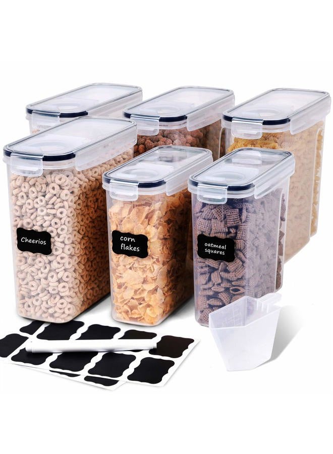 FOOYOO Cereal Containers Storage Set - 6 Piece Airtight Large Dry Cereal Storage Containers(135.2oz), BPA Free Dispenser Plastic Cereal Storage Containers with 16 Labels & Pen - - Image 1