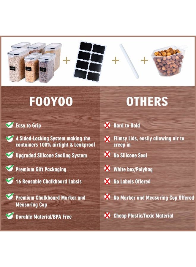 FOOYOO Cereal Containers Storage Set - 6 Piece Airtight Large Dry Cereal Storage Containers(135.2oz), BPA Free Dispenser Plastic Cereal Storage Containers with 16 Labels & Pen - - Image 5