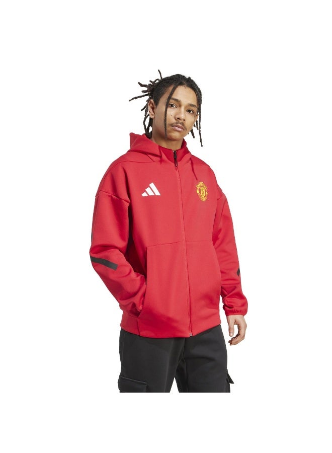 Adidas Mufc Anth Jkt Red Football Track Tops For Men XS - Image 4