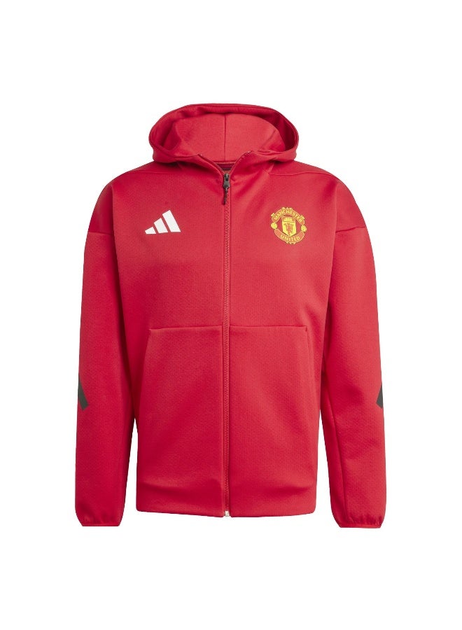 Adidas Mufc Anth Jkt Red Football Track Tops For Men XS - Image 1