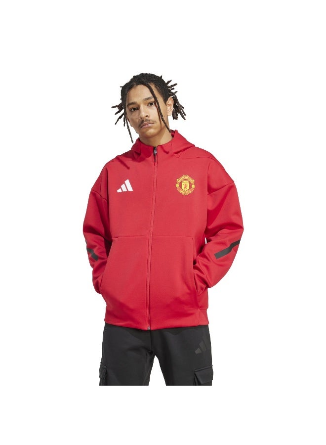 Adidas Mufc Anth Jkt Red Football Track Tops For Men XS - Image 2