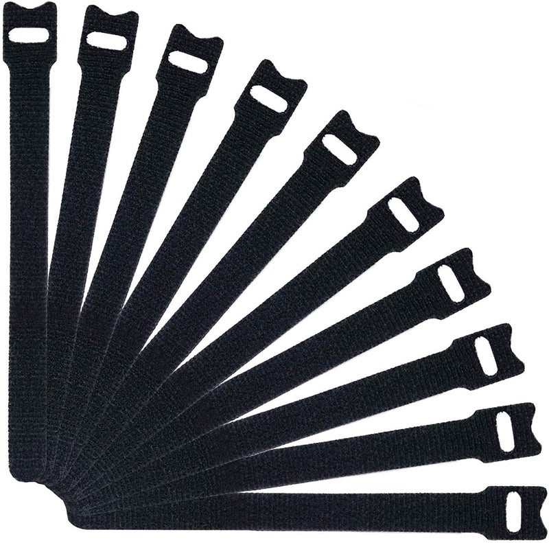 SHOWAY Reusable Cable Ties, 50pcs, Black, Fabric, Hook and Loop, Ideal for Cord Organization and Wire Management - Image 1
