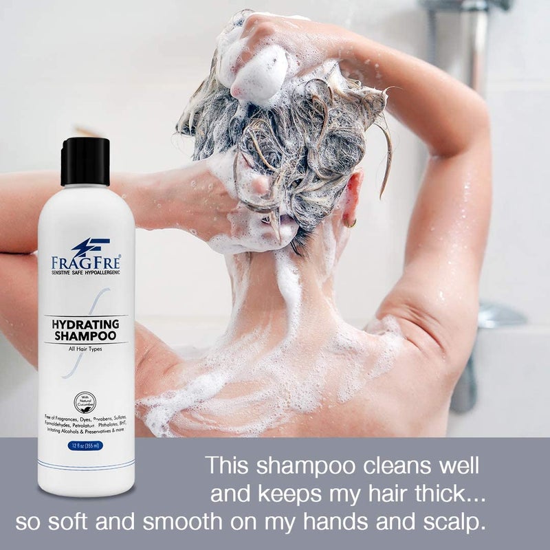FRAGFRE Hydrating Sensitive Skin Shampoo 12 oz - Sulfate-Free, Fragrance-Free, Paraben-Free, Color-Safe, Hypoallergenic, Mild Hair Cleanser - Gluten-Free, Vegan, Cruelty-Free, With Natural Cucumber - Image 3