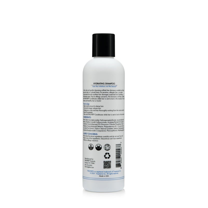 FRAGFRE Hydrating Sensitive Skin Shampoo 12 oz - Sulfate-Free, Fragrance-Free, Paraben-Free, Color-Safe, Hypoallergenic, Mild Hair Cleanser - Gluten-Free, Vegan, Cruelty-Free, With Natural Cucumber - Image 2