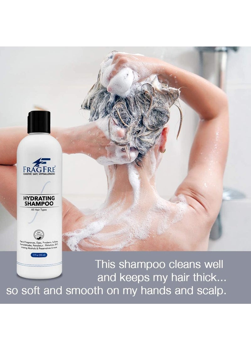 FRAGFRE Hydrating Sensitive Skin Shampoo 12 oz - Sulfate-Free, Fragrance-Free, Paraben-Free, Color-Safe, Hypoallergenic, Mild Hair Cleanser - Gluten-Free, Vegan, Cruelty-Free, With Natural Cucumber  - Image 2