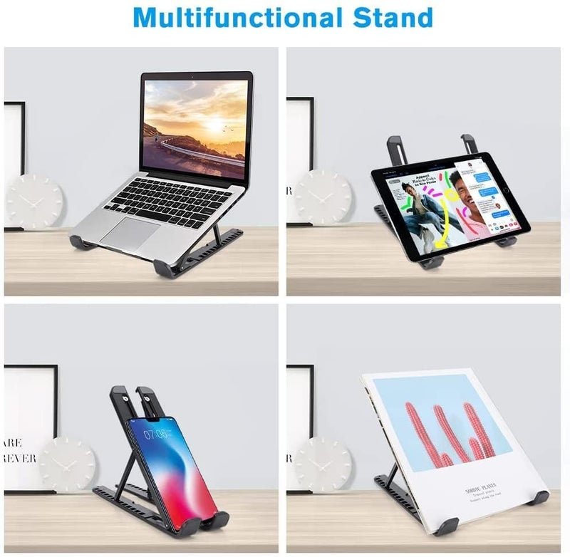 SOOPII Adjustable Laptop Tabletop Stand Support With Phone Holder Desktop Riser Portable Foldable Compatible With MacBook Notebook Tablet Tray Desk Table Book Laptop Riser Laptop Stand Anti Slip - Image 5