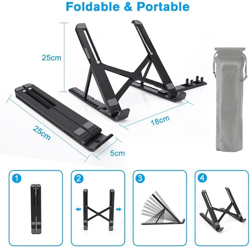 SOOPII Adjustable Laptop Tabletop Stand Support With Phone Holder Desktop Riser Portable Foldable Compatible With MacBook Notebook Tablet Tray Desk Table Book Laptop Riser Laptop Stand Anti Slip - Image 4