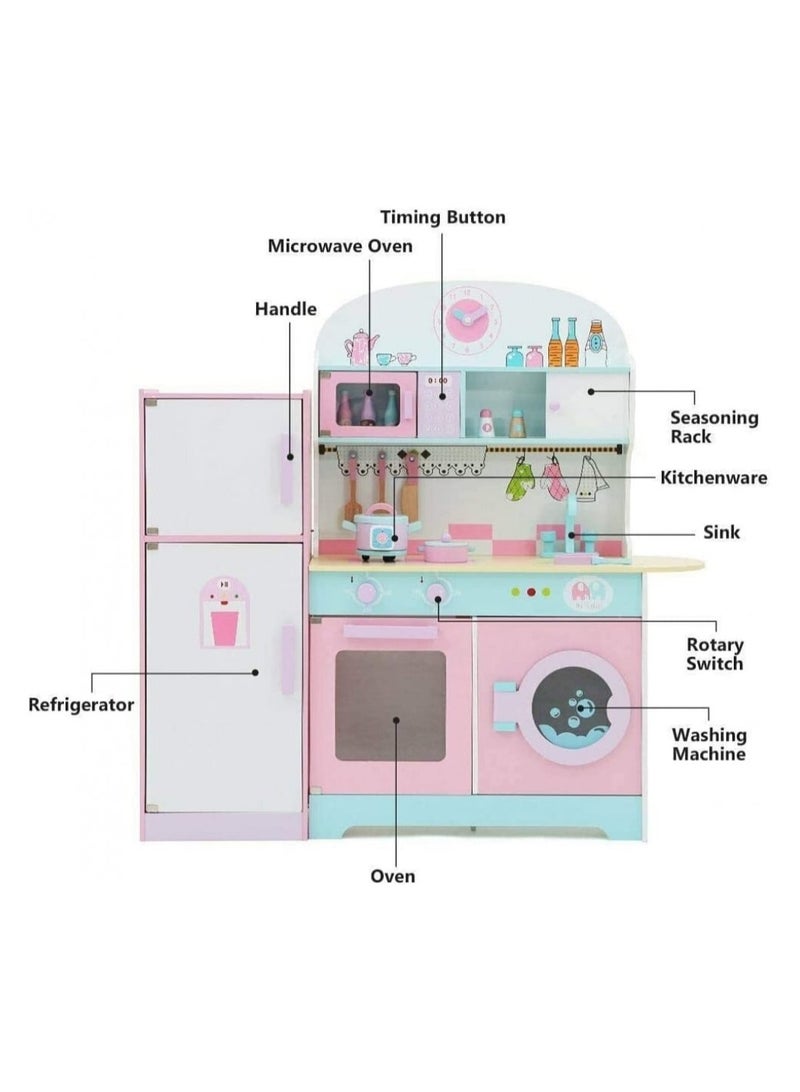 Pink wooden kids kitchen - Image 2