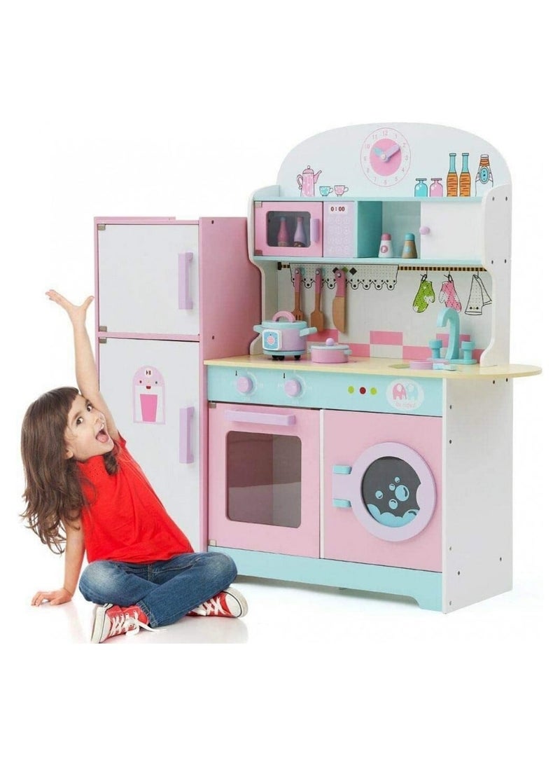 Pink wooden kids kitchen - Image 1