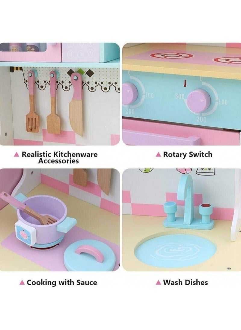Pink wooden kids kitchen - Image 4