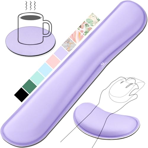 Gimars Upgrade Enlarge Gel Memory Foam Set Keyboard Wrist Rest Pad, Mouse Wrist Cushion Support for Office, Computer, Laptop, Mac, Comfortable, Lightweight for Easy Typing Pain Relief, Purple - Image 1