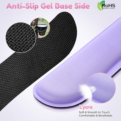 Gimars Upgrade Enlarge Gel Memory Foam Set Keyboard Wrist Rest Pad, Mouse Wrist Cushion Support for Office, Computer, Laptop, Mac, Comfortable, Lightweight for Easy Typing Pain Relief, Purple - Image 3