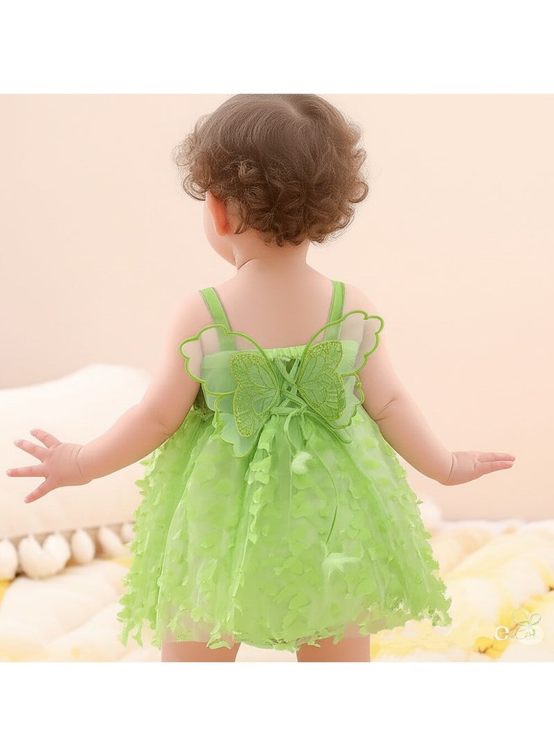 A.M Baby Girl Butterfly Wings Fairy Dress Halloween Clothes Sleeveless A-line Ruffle Layered Lace Tutu Princess Dresses - Image 1