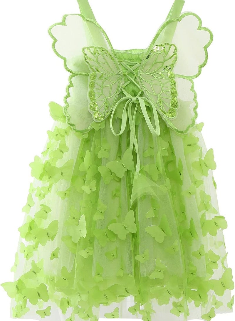 A.M Baby Girl Butterfly Wings Fairy Dress Halloween Clothes Sleeveless A-line Ruffle Layered Lace Tutu Princess Dresses - Image 4