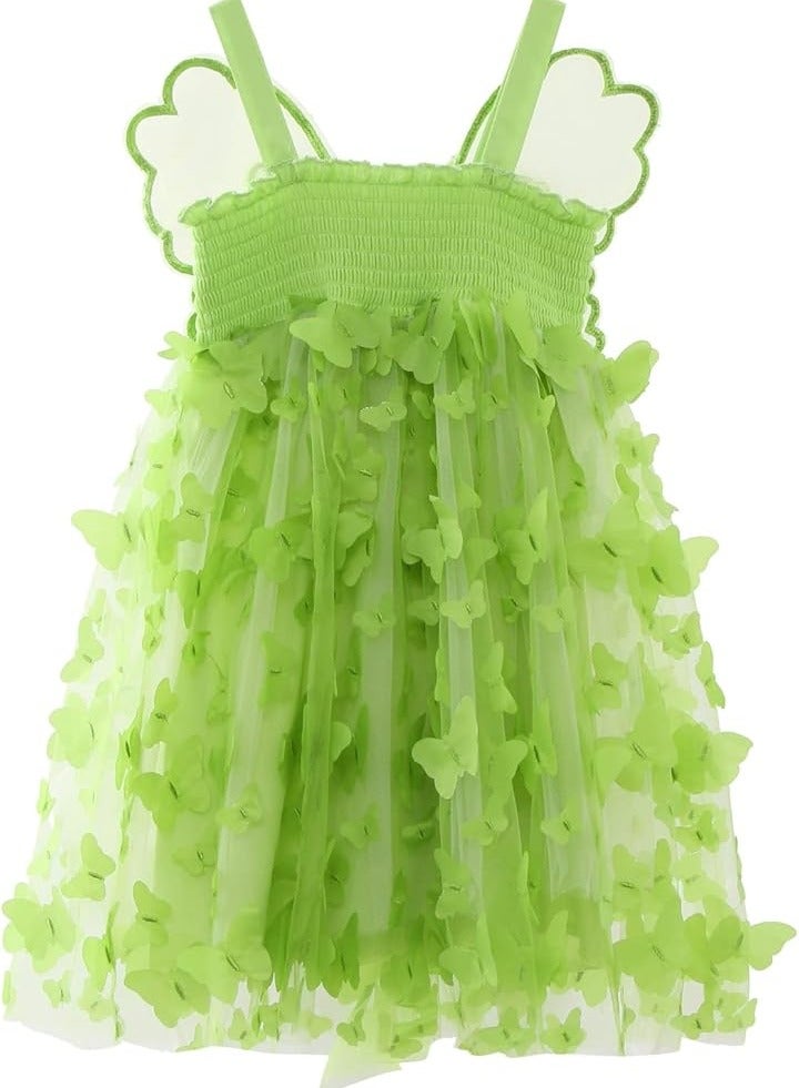 A.M Baby Girl Butterfly Wings Fairy Dress Halloween Clothes Sleeveless A-line Ruffle Layered Lace Tutu Princess Dresses - Image 5
