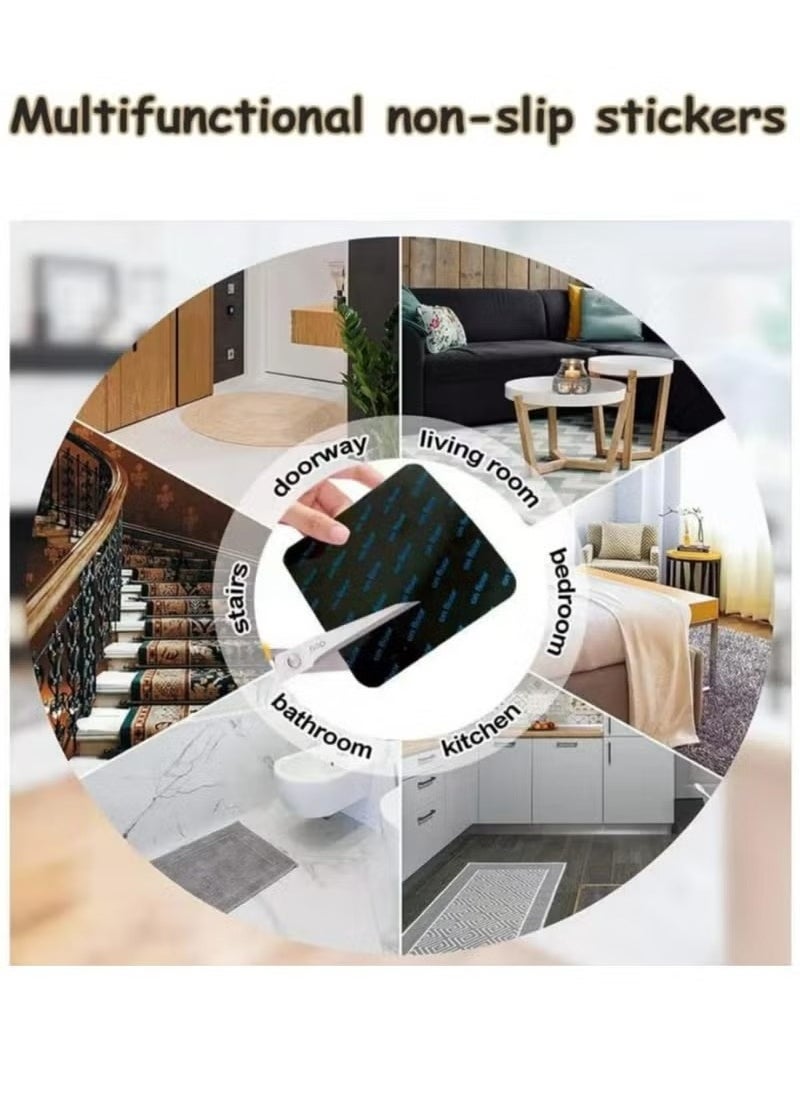 KIIUMI - 12-Pack Rug Pad Grippers Carpet Square Tape Double Sided Non-Slip Rug Pads Stoppers Grip Corner No Sliding and Curling Prevent Sliding for Tile - Image 1