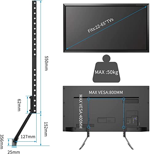 Suptek Universal TV Stand Table Top Replacement TV Legs for 22-65 inches LCD Flat&Curved Screen TV, Max VESA up to 800x400mm Support 110lbs - Image 5