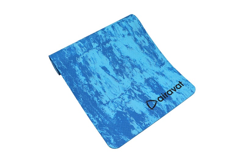 Airavat Yoga Mat 8mm Thick High Density Anti-Tear Marble Design 2.6 x 6 feet Blue Yoga Mat for Men Yoga mat for Women Exercise Mat Gym Workout Mat for Yoga Pilates Home Gym PER yoga mat - Image 1